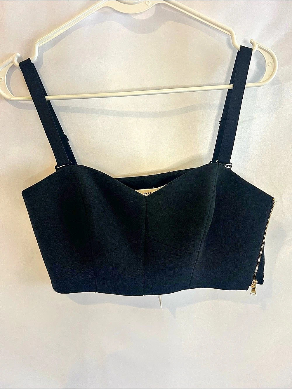 Milly crop bustier top Black Size 4 NWT